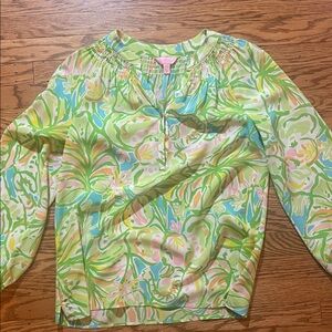 Lilly Pulitzer Green and Pink Floral Top